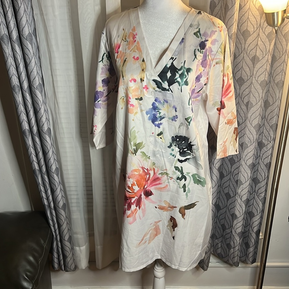 Floral silky tunic dress